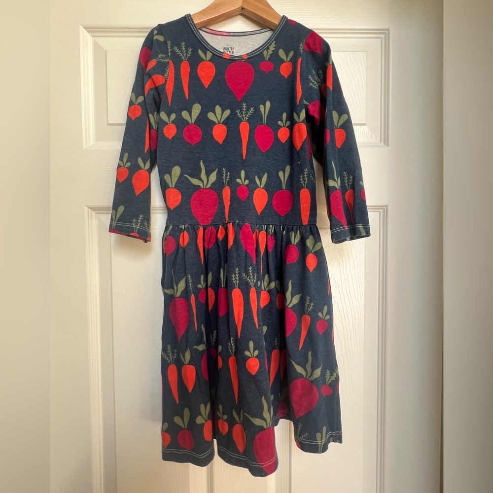 Winter Water Factory dress, vegetable print, size 8